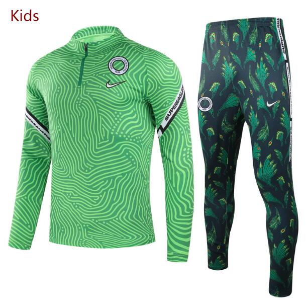 Kids Nigeria Green Training Kits Youth Sweatshirt with Pants 2020/21